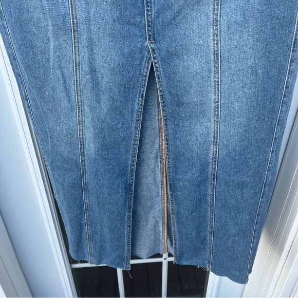 Denim Midi Maxi Skirt Buffalo Worn Indigo w/ Front Slit NWT Boho Casual Cowgirl - Picture 9 of 16